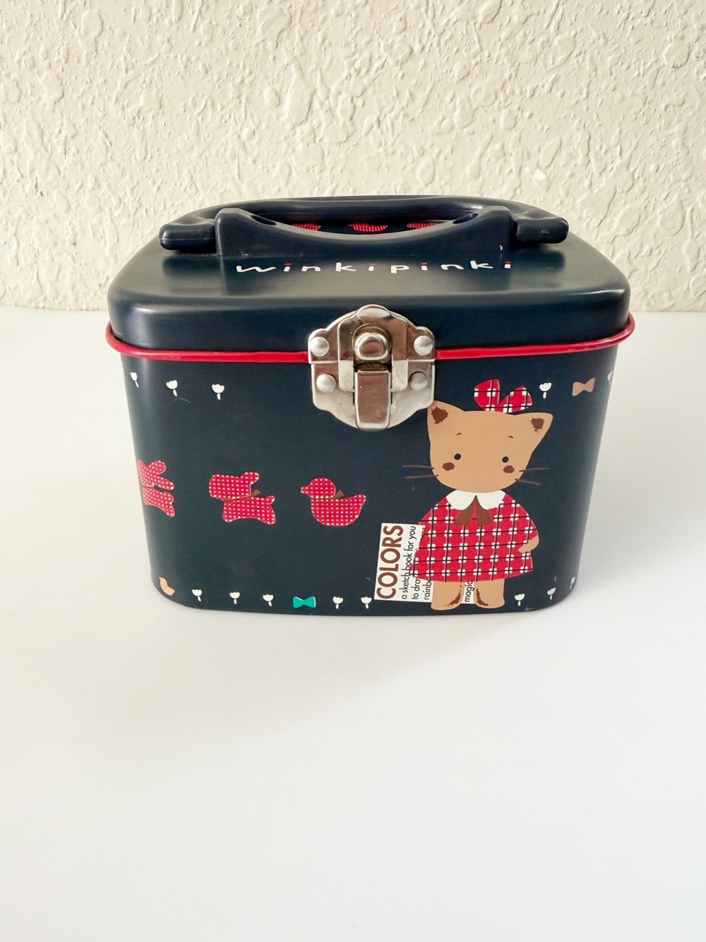 Sanrio Vintage 1994 WinkiPinki Tin Organizer Carrying Tin